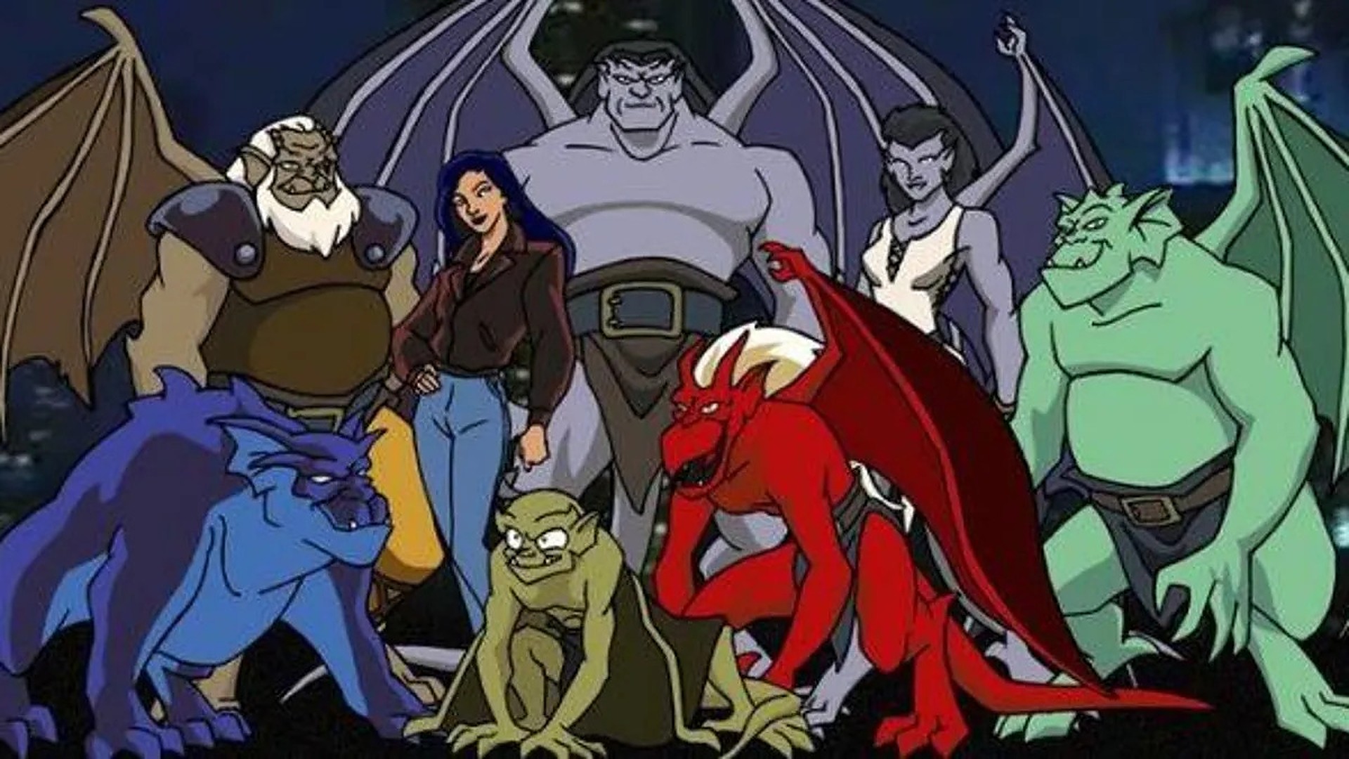El clan de Gárgolas de Disney en una escena nocturna de la serie animada